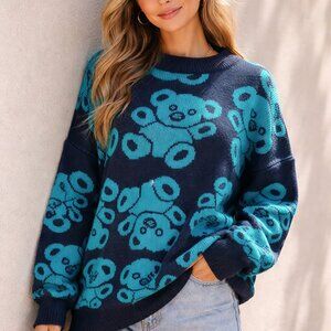 Ricki Division of Miss Erika Vintage 80's Teddy Bear All Over Print Sweater XL